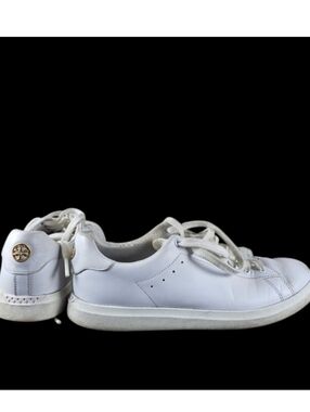 Tory Burch White Leather Gold Back Logo Quiet Luxury Chic Mens Sneakers Sz‎ 9